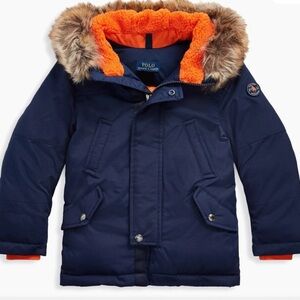 Polo Ralph Lauren Kids Navy and Orange Puffer Coat